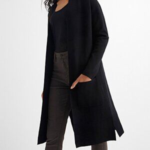 Sleek Black Long Patch-pocket Cardigan - Size M (Simons Contemporaine)